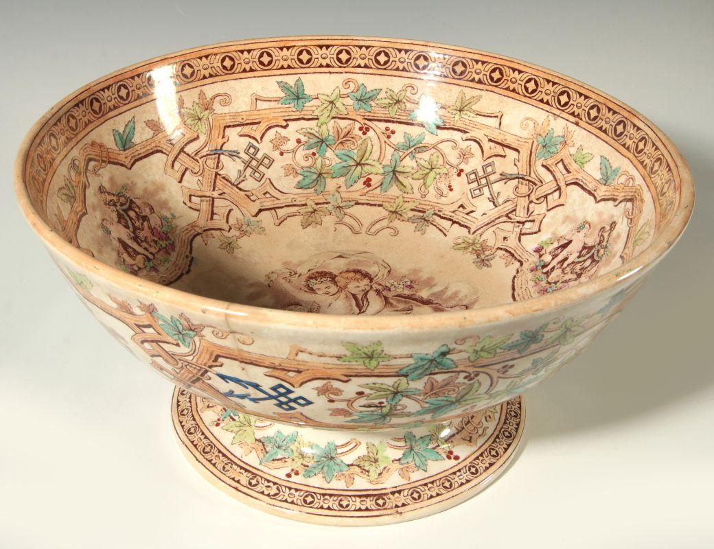 A 19TH CENTURY MULTI-COLOR TRANSFERWARE PUNCH BOWL