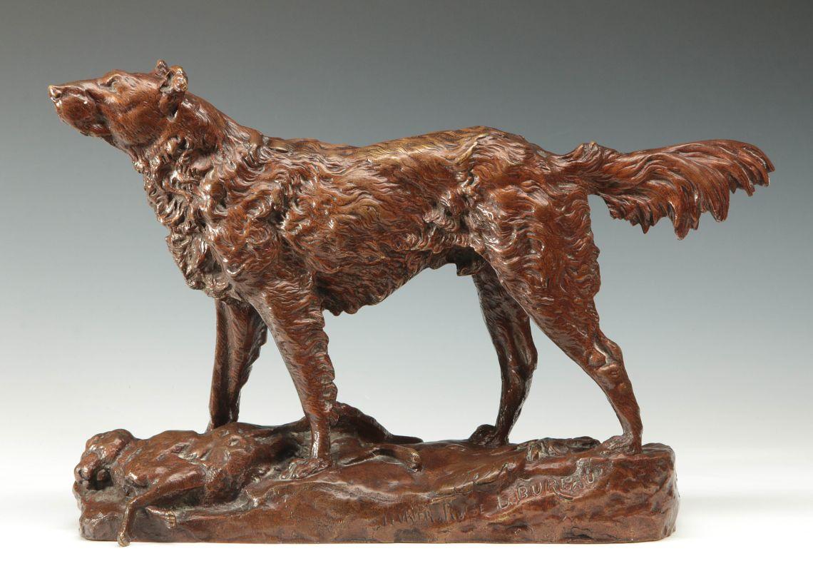 LEON BUREAU (1866-1906) RUSSIAN WOLFHOUND BRONZE