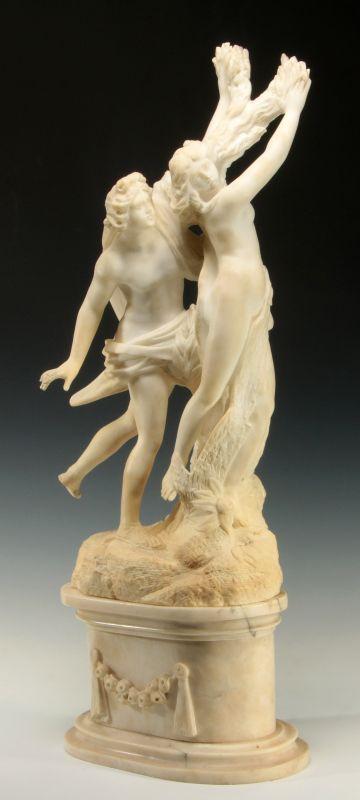 A 19TH C. ALABASTER SCULPTURE OF CLASSICAL FIGURES