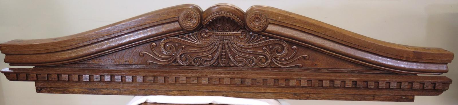 QUARTERSAWN OAK FIREPLACE MANTLE PEDIMENT