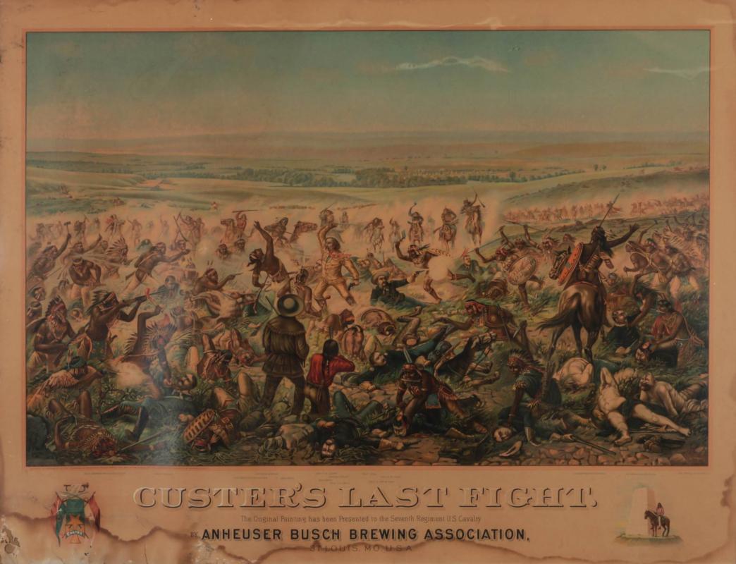 CUSTER'S LAST FIGHT- ORIGINAL ANHEUSER BUSGH FRAME