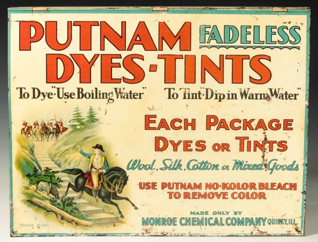 A VINTAGE TIN LITHO PUTNAM DYE ADVERTISING CABINET