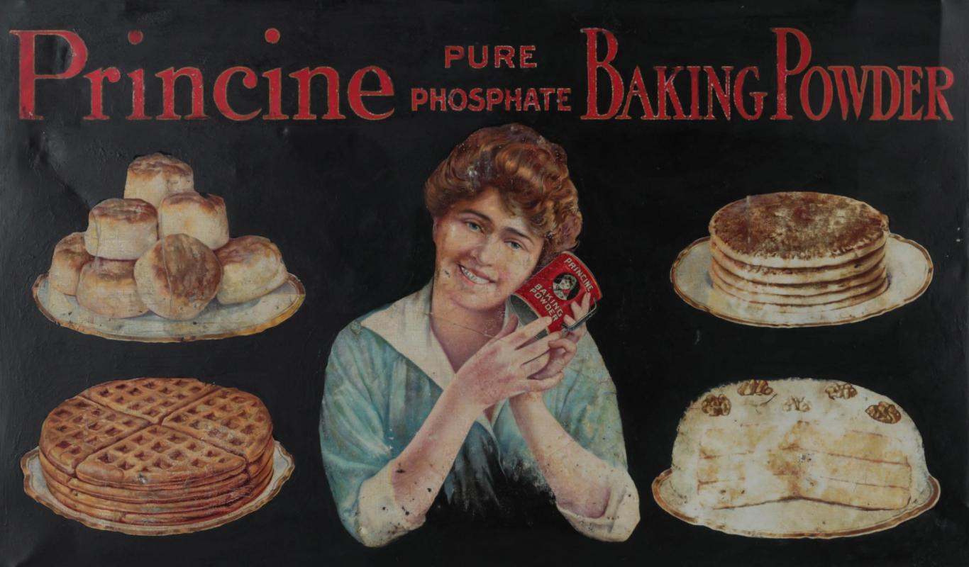 PRINCINE BAKING POWDER SELF FRAMED TIN SIGN AS-IS