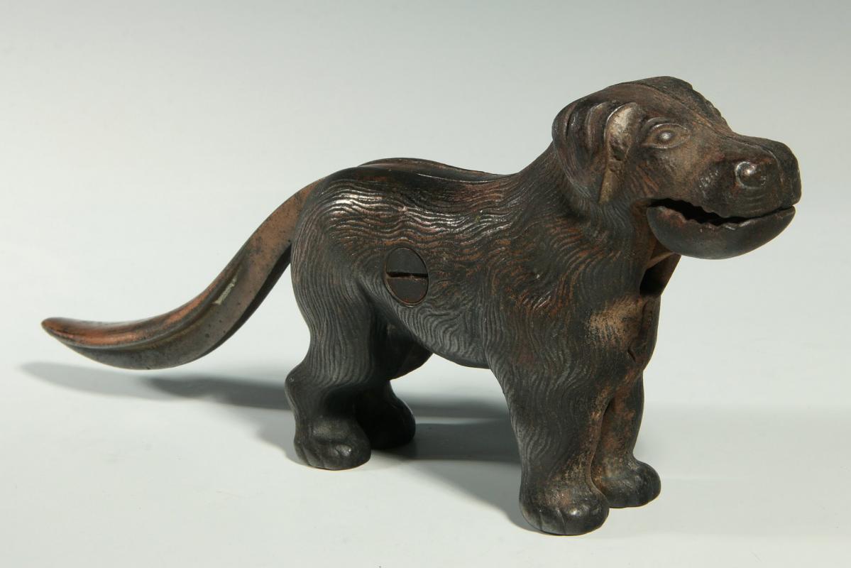 A GOOD C. 1900 CAST IRON DOG NUT CRACKER