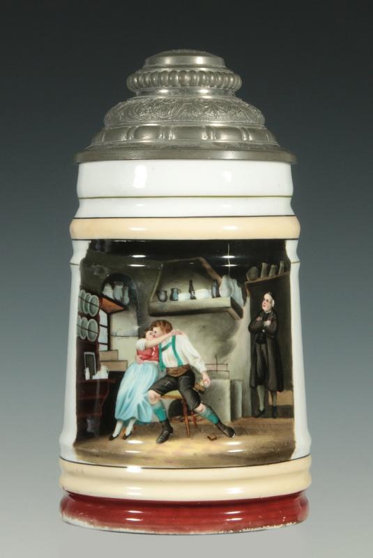 C. 1900 GERMAN PORCELAIN STEIN DEPICTING LOVERS