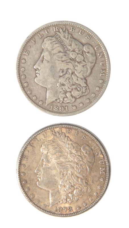 TWO MORGAN SILVER DOLLARS