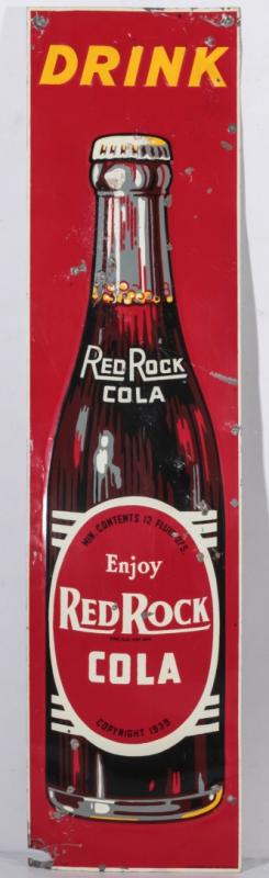 A VINTAGE RED ROCK COLA TIN SIGN