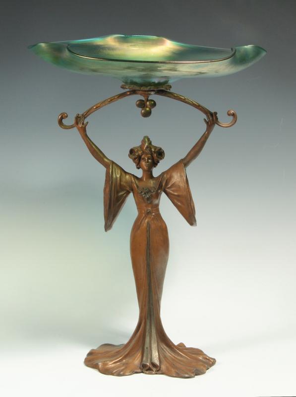 ART NOUVEAU AUSTRIAN ART GLASS TAZZA AFTER MOREAU