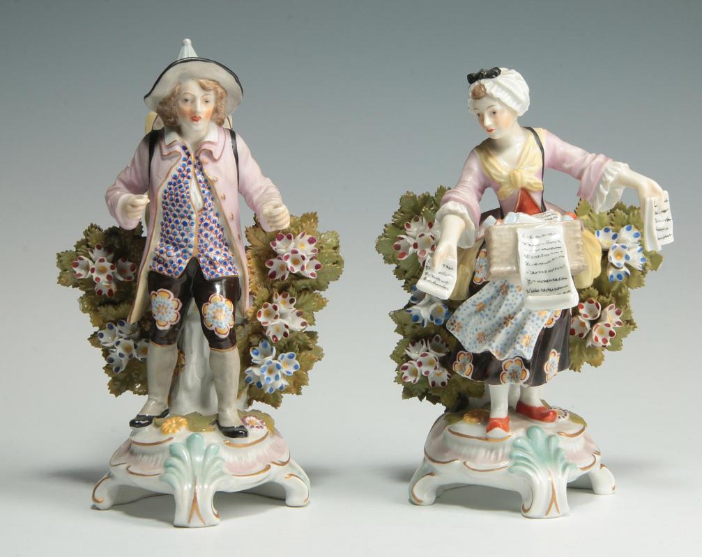 A PAIR 19TH CENTURY CONTINENTAL PORCELAIN FIGURES