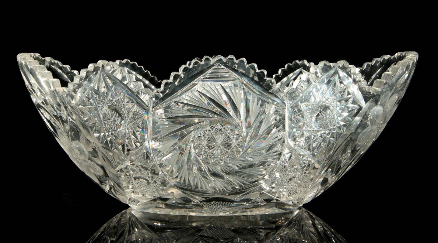 LATER PERIOD ABP CUT GLASS BANANA BOWL 