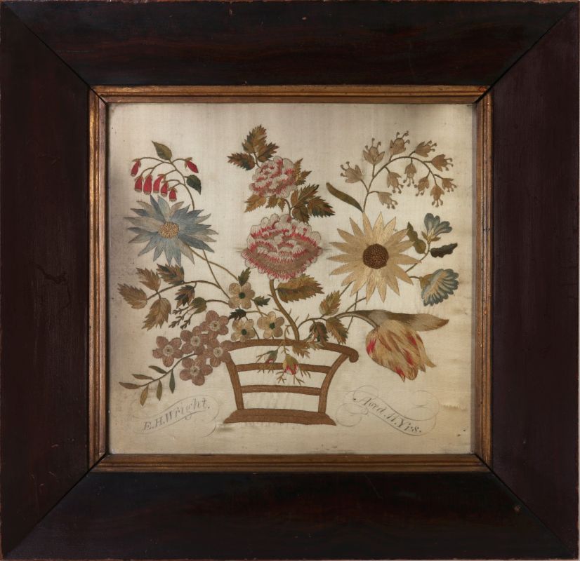 A 19TH CENTURY SILK EMBROIDERY